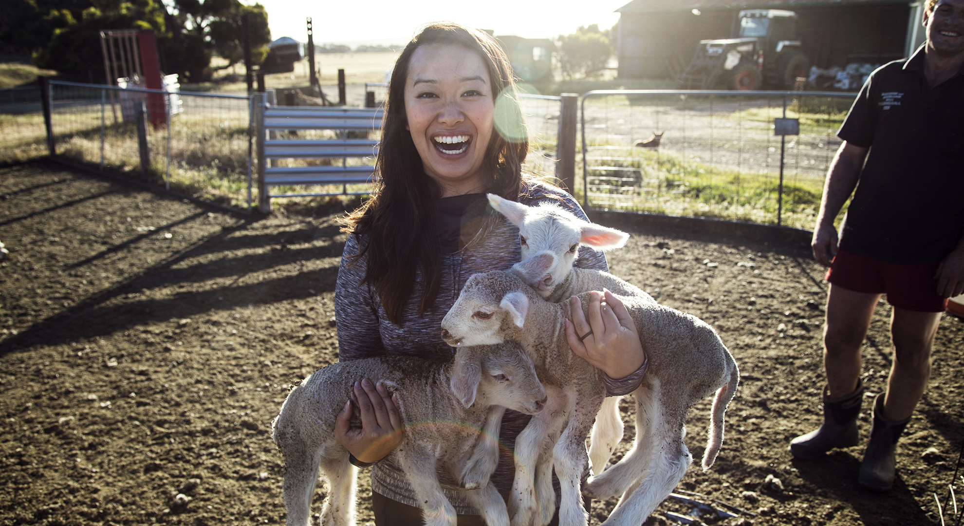 Elise Granados holds baby sheep