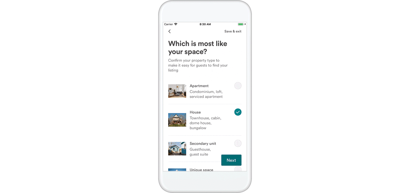 GIF of Airbnb mobile app