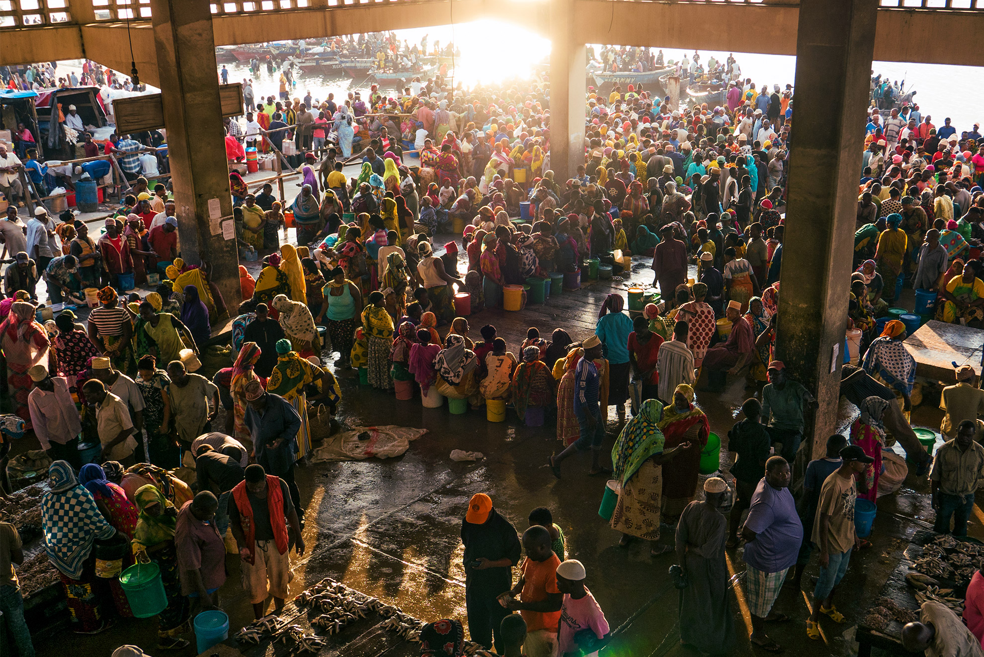 A large crowd at the market