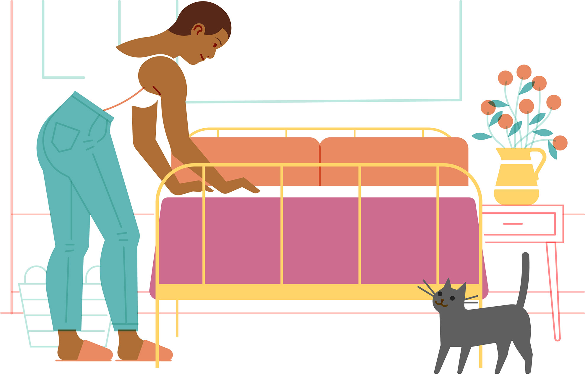 Illustration of Airbnb host with cat